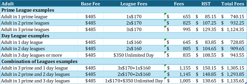2025 26 Adult Fee example 1